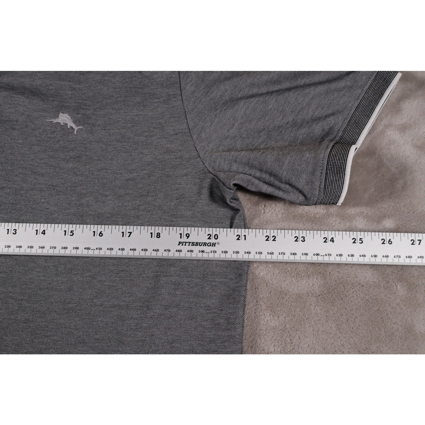 Tommy Bahama Polo Shirt Mens Large Gray Marlin Logo Short Sleeve Casual Golf Top
