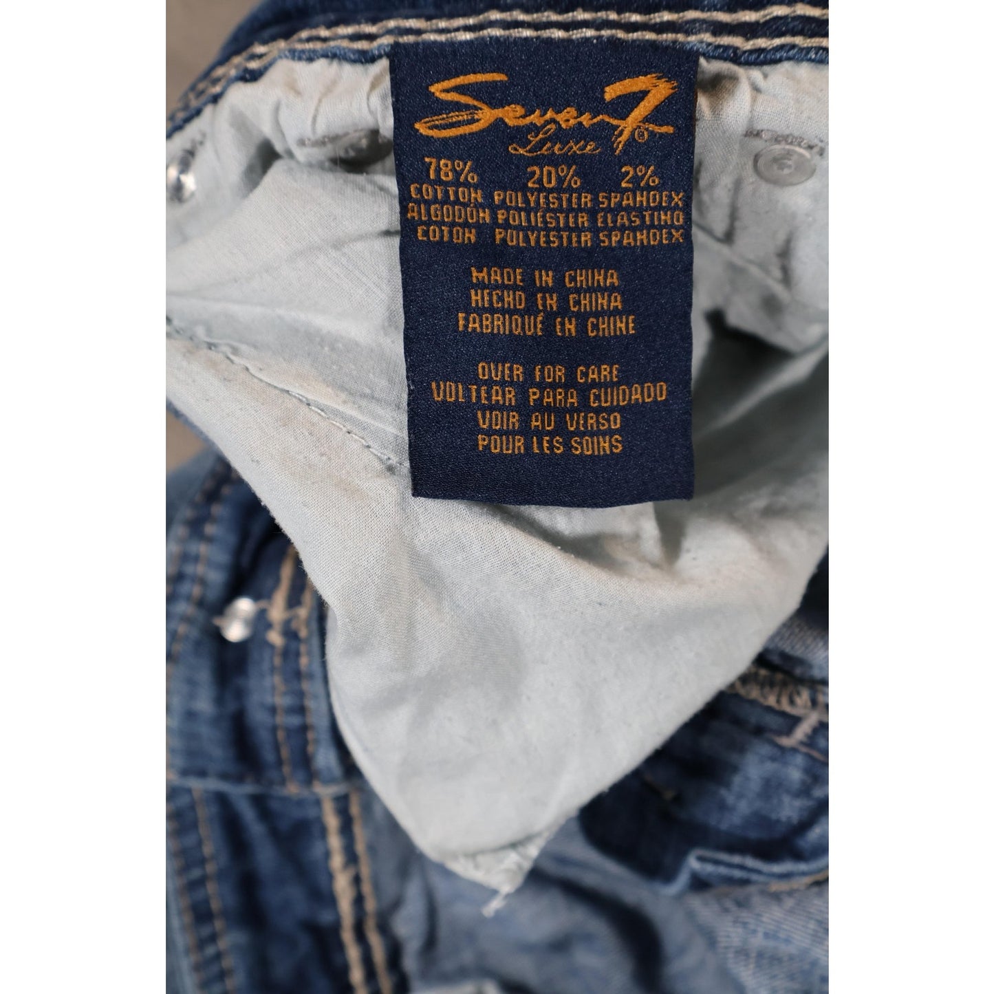 Seven7 Luxe Jeans Womens 20 Blue Straight Leg Denim Stretch Classic Pockets