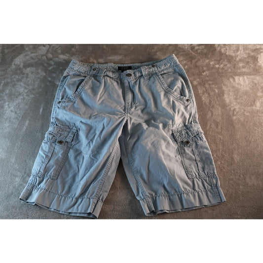 Guess Cargo Shorts Mens 32 Blue Lightweight Utility Pocket Button Outdoor Summer