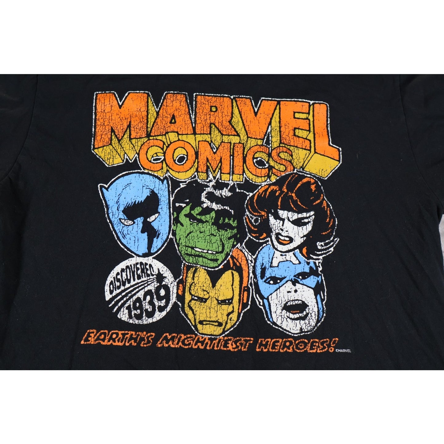 Marvel Comics Shirt Mens XL Black Earths Mightiest Heroes Retro Superhero Tee