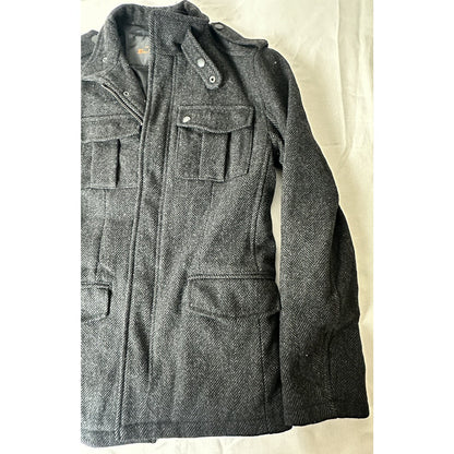 Ben Sherman Military Utility Wool Blend women Jacket Herringbone Field Barn Chore SM