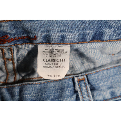 Eddie Bauer Jeans Mens 44x36 Blue Classic Fit Premium Denim Distressed Raw Hem