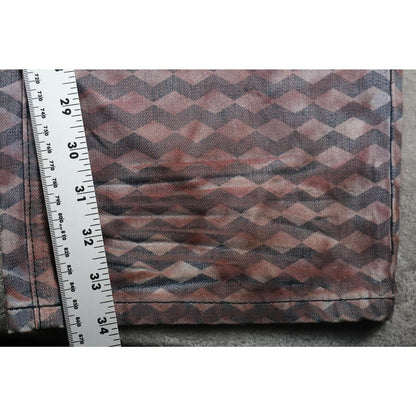 A Tiziano Jeans Mens 44 Blue Red Geometric Straight Fit Distressed Cotton Denim