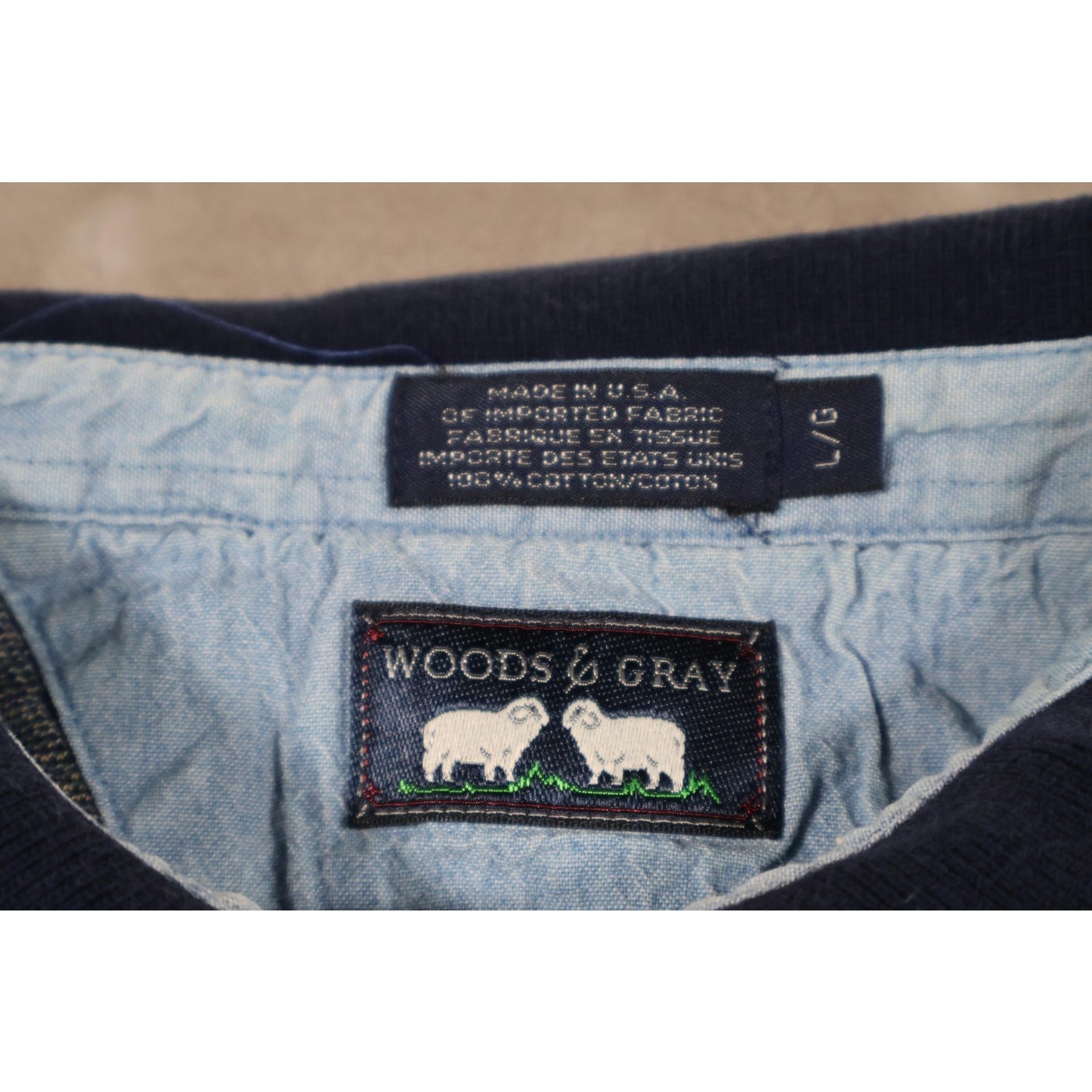 Woods & Gray Pullover Shirt Mens Large Plaid Long Sleeve Made USA