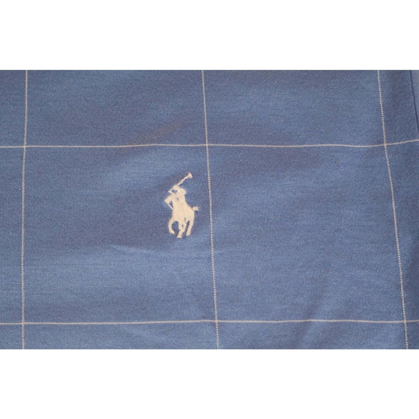 Polo Ralph Lauren Golf Shirt Mens Medium Blue Windowpane Grid Logo Performance