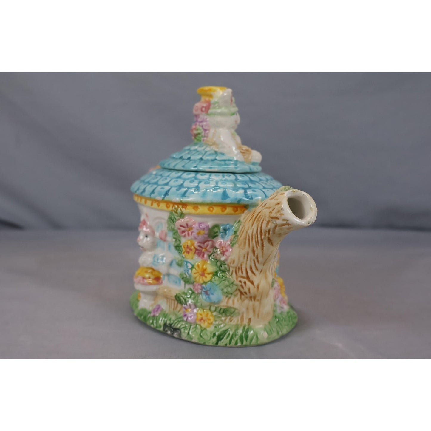 Vintage Fitz & Floyd Bunny Rabbit Tea Set Plates Cups Creamer Sugar Japan Easter