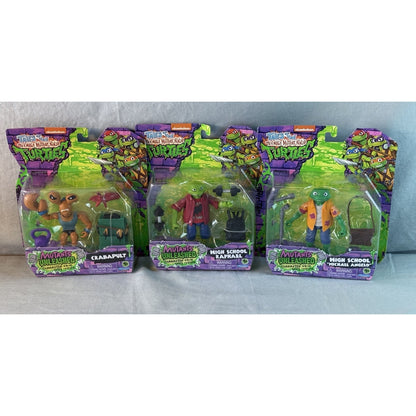 TMNT Mutants Unleashed High School Raphael Mikey Crabapult Lot of 3.