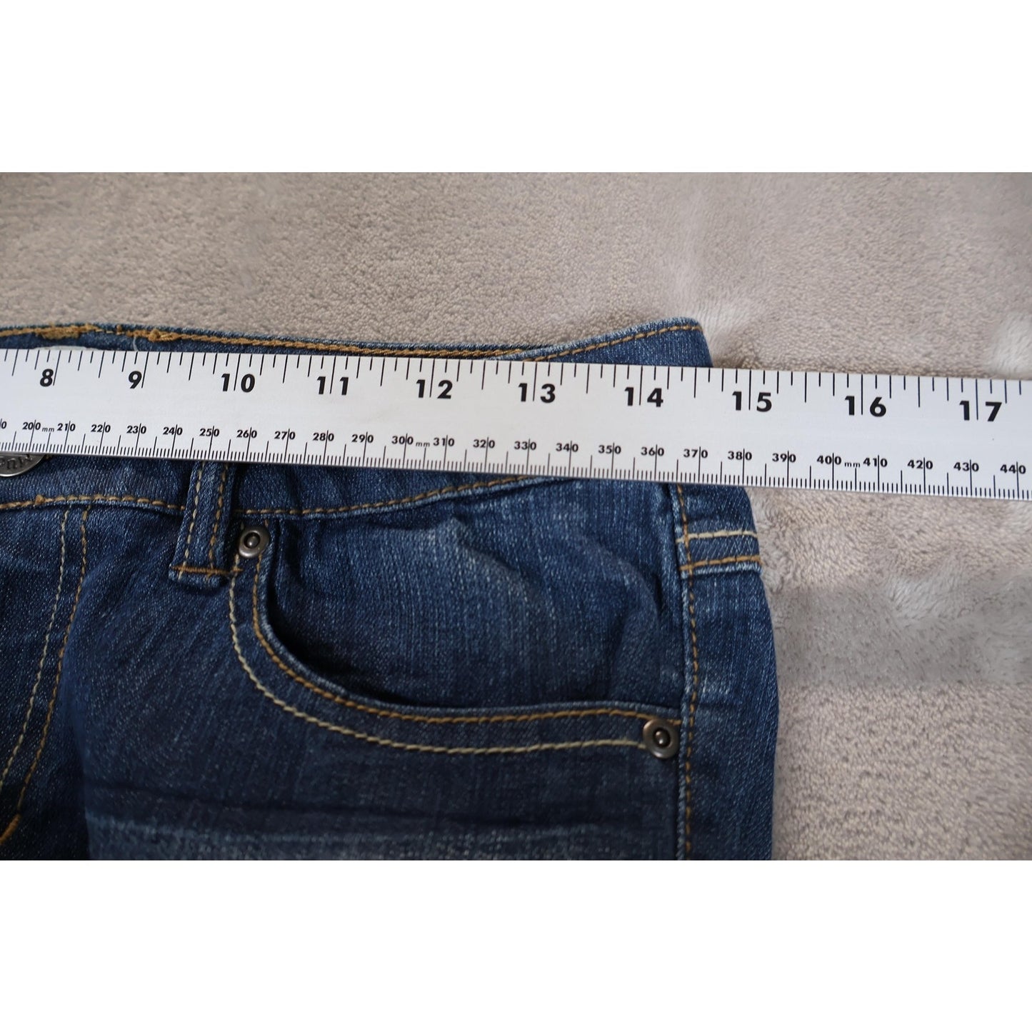 Mudd Jeans Womens 5S Blue Mid Rise Straight Leg Denim Pants Embroidered Pockets