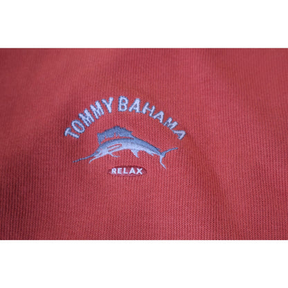 Tommy Bahama Sweater Mens 2XL Red Quarter Zip Pullover Relax Marlin Embroidered