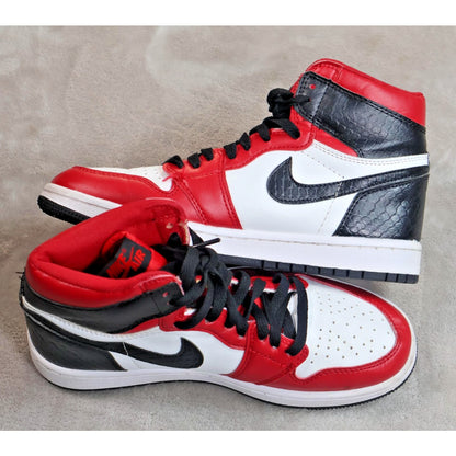 Nike Air Jordan 1 Shoes Mens Size 7 Red White Black Satin Snake CD0461-601