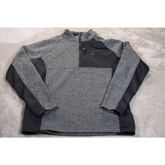 Spyder Sweater Mens Large Gray Stryke Half Zip Pullover Fleece Chest Pocket