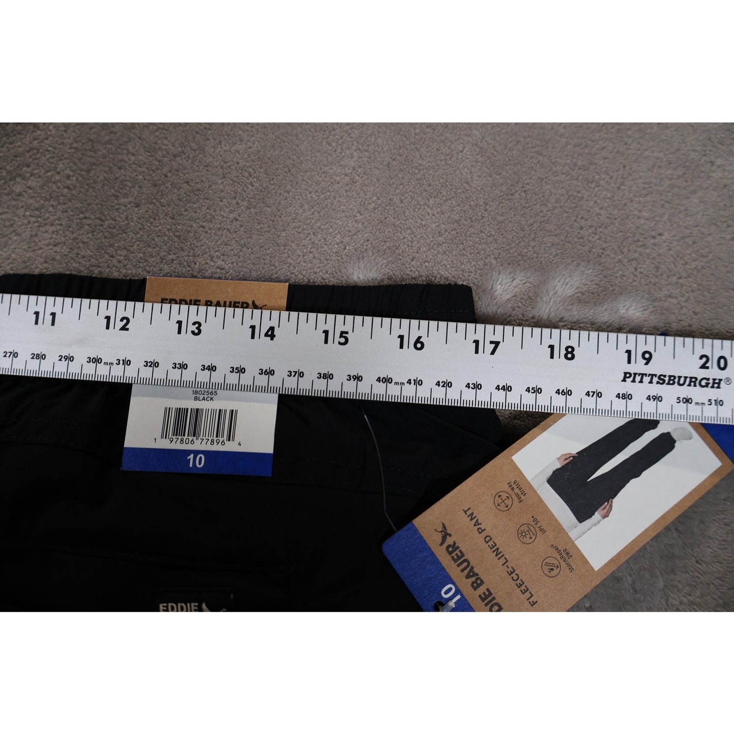 Eddie Bauer Pants Womens 10 Black Fleece Lined Outdoor Athletic Stretch UPF 50+