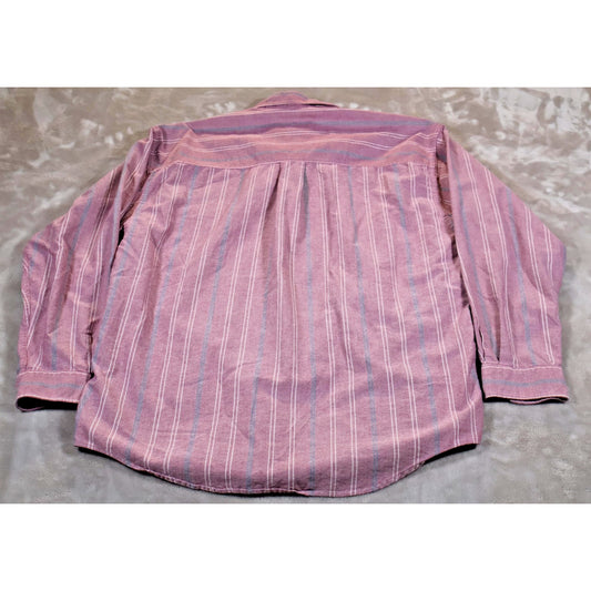 Eddie Bauer Shirt Mens Large Purple Striped Button Down Casual Pocket Outdoors