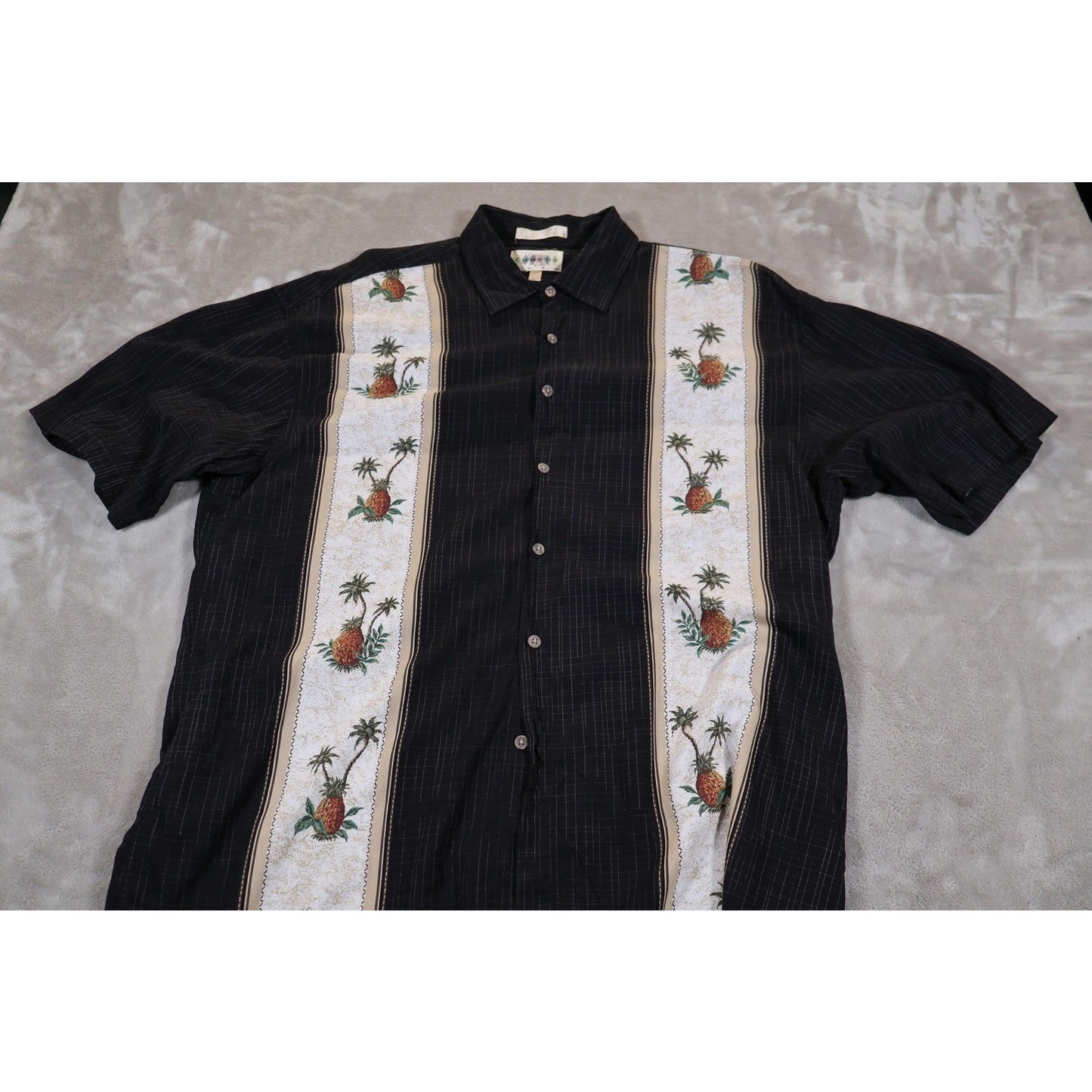 Campia Moda Shirt Mens XL Pineapple Palm Tree Embroidered Hawaiian Tropical