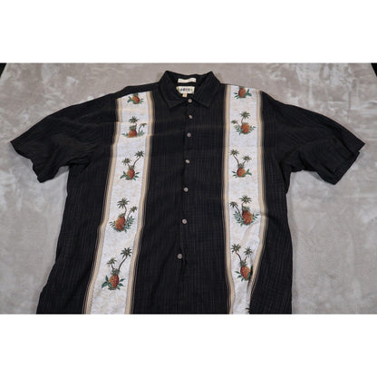 Campia Moda Shirt Mens XL Pineapple Palm Tree Embroidered Hawaiian Tropical