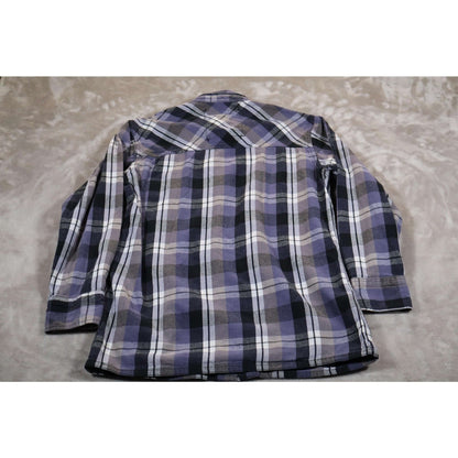 Dickies Shirt Mens Medium Purple Gray Plaid Flannel Button Down Workwear Pocket