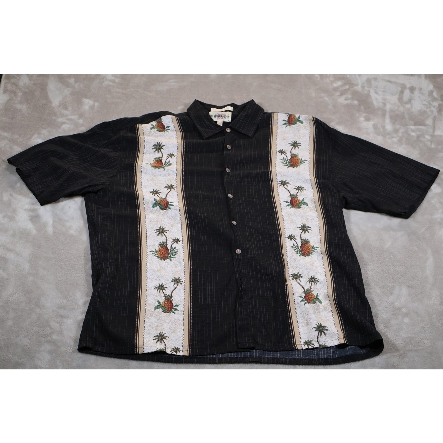 Campia Moda Shirt Mens XL Pineapple Palm Tree Embroidered Hawaiian Tropical