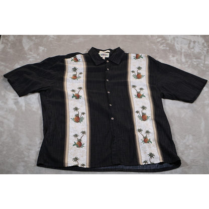 Campia Moda Shirt Mens XL Pineapple Palm Tree Embroidered Hawaiian Tropical