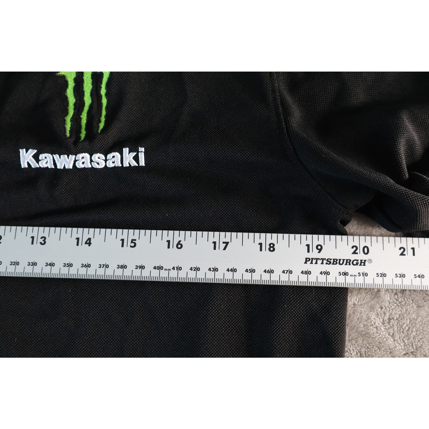 Fox Racing Polo Shirt Mens Medium Black Kawasaki Monster Embroidered Moto MX SX