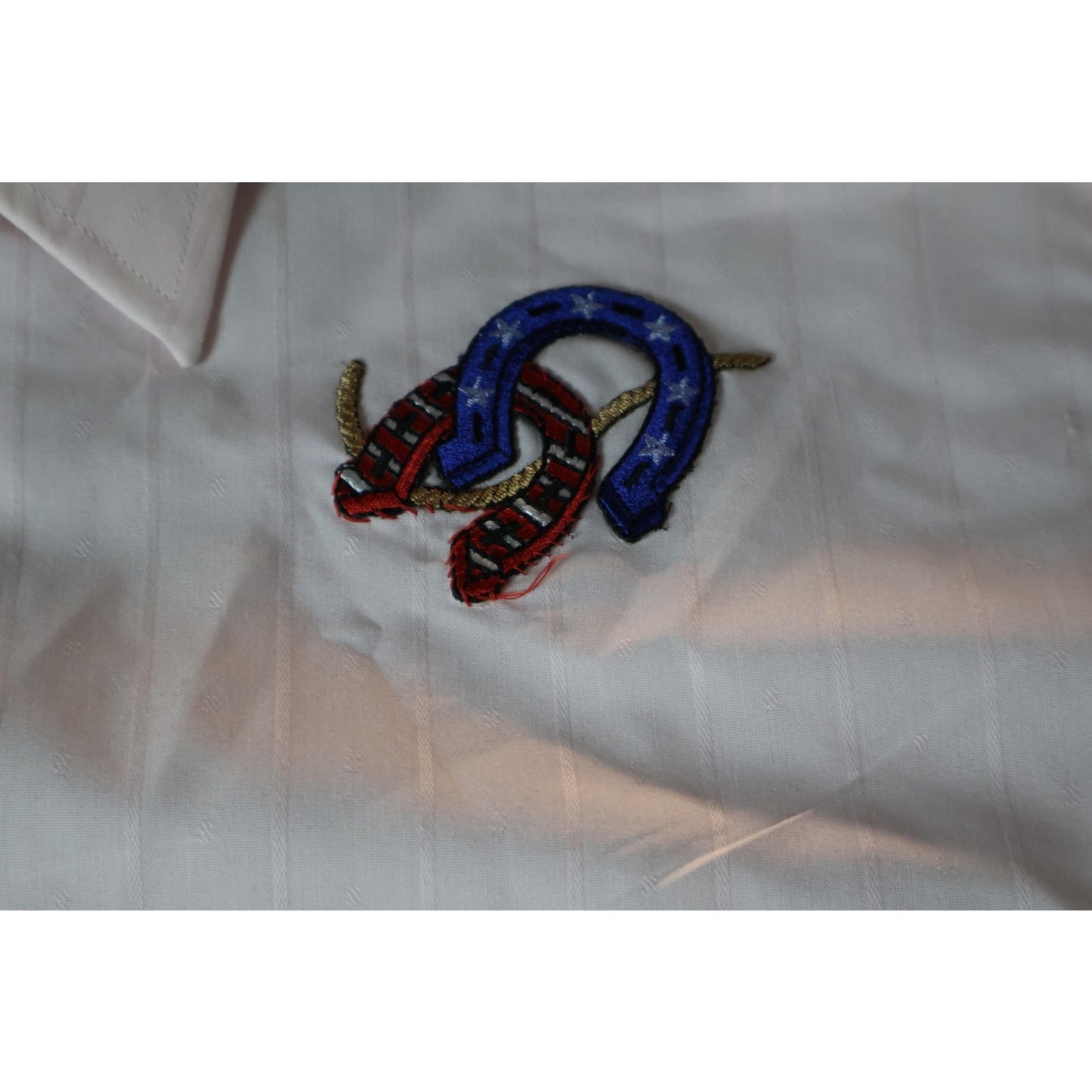 Van Heusen Shirt Mens 16.5 Long Sleeve Western Embroidered Cowboy Boots Horsesho