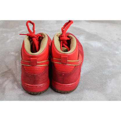 Nike SB Dunk High Premium Shoes Mens Size 7 Red Gold Suede Skate 313171-661