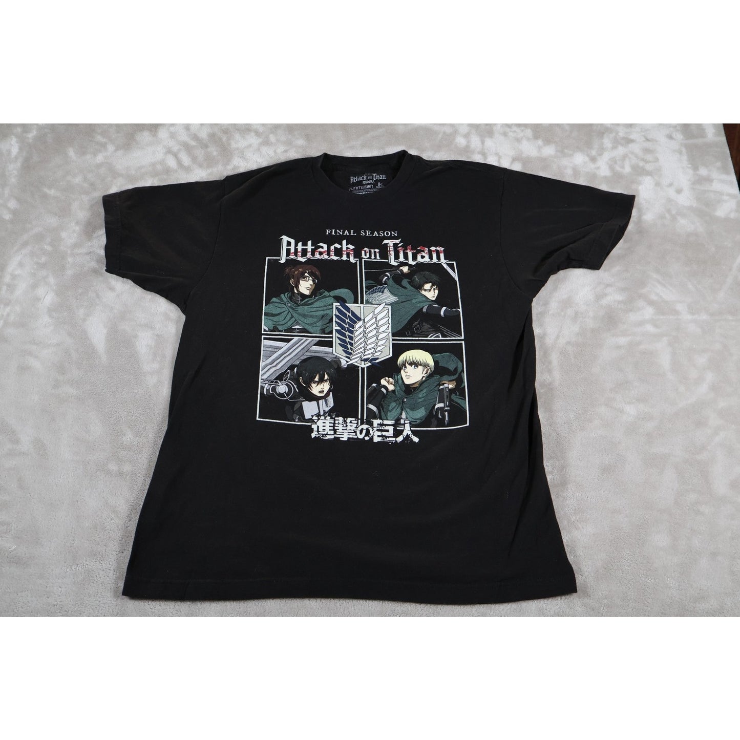 Attack On Titan Shirt Mens Large Black Final Season Anime Manga Tee Funimation