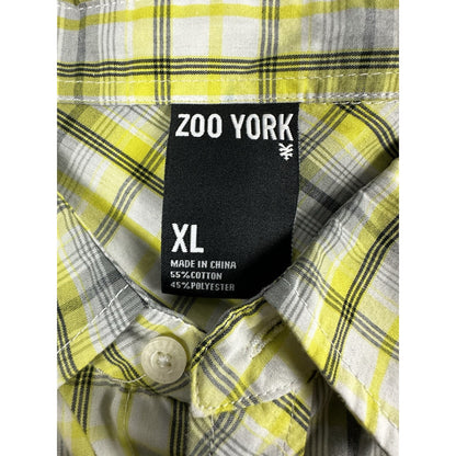 Zoo York Yellow & Black Plaid Button Up Pocket Classy XLarge Shirt Buisness