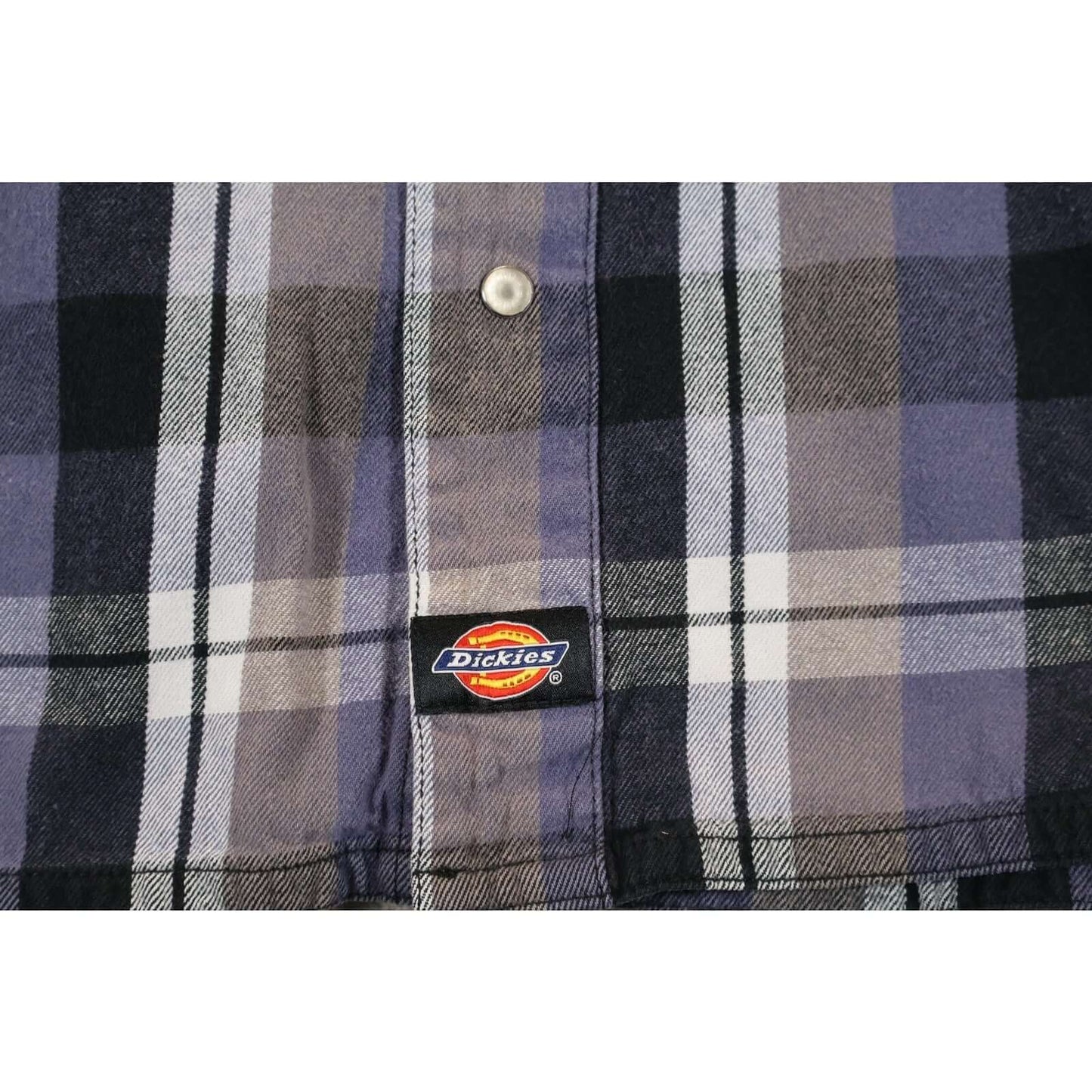 Dickies Shirt Mens Medium Purple Gray Plaid Flannel Button Down Workwear Pocket