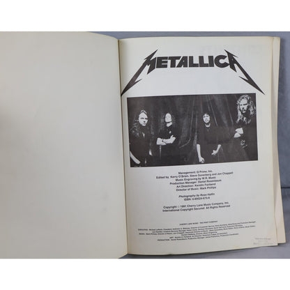 Vintage 1991 Metallica Black Album Guitar Tab Book Cherry Lane Music Songbook