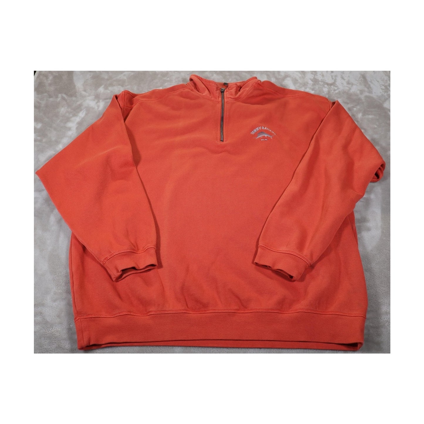 Tommy Bahama Sweater Mens 2XL Red Quarter Zip Pullover Relax Marlin Embroidered