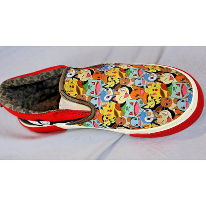 Ground Up Shoes Kids Size 5 Red Pokemon Slip On Poke Ball Pikachu Bulbasaur