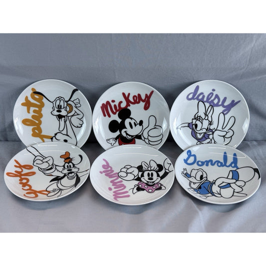 6 Appetizer Plate Disney Ceramic 6in Mickey Mouse & Friends New