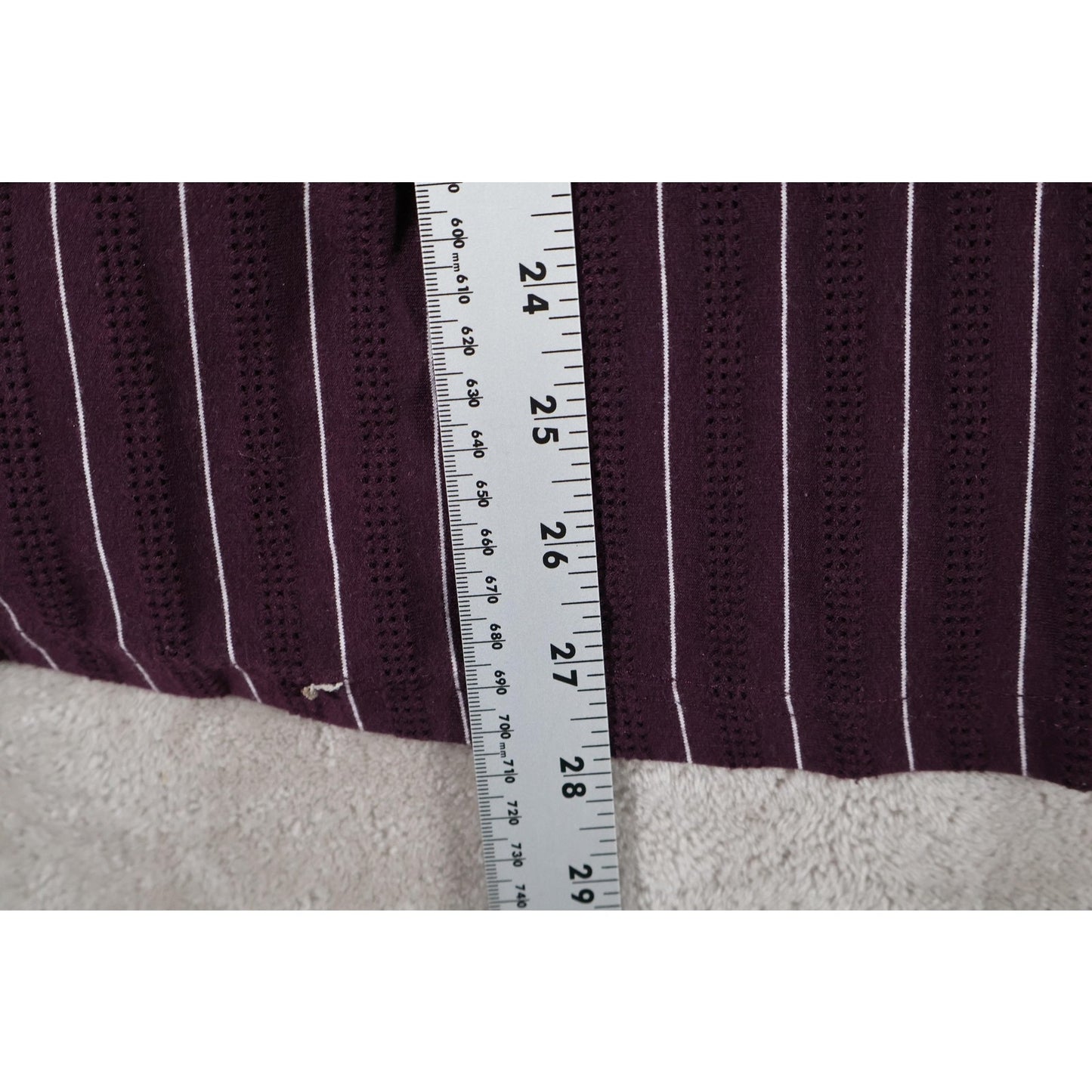 Avenue Shirt Womens 30/32 Purple White Striped Stretch Button Up Long Sleeve Top