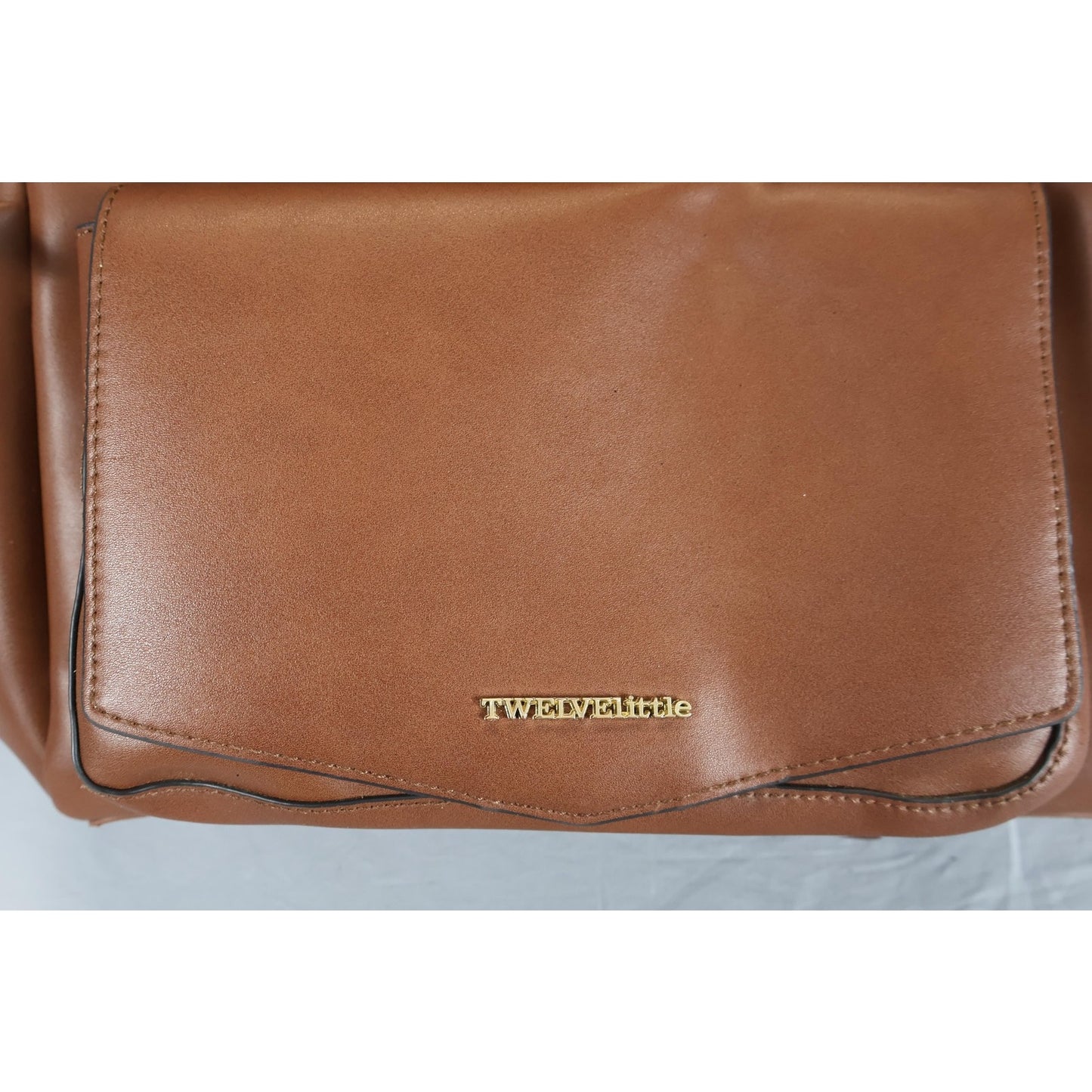 TWELVElittle Brown Vegan Leather Diaper Backpack Bag Changing Pad Pockets Travel