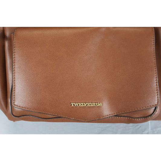 TWELVElittle Brown Vegan Leather Diaper Backpack Bag Changing Pad Pockets Travel