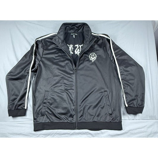 Dolls Kill Frizzy Happy Face Black White Zip Up Jacket Size XXL