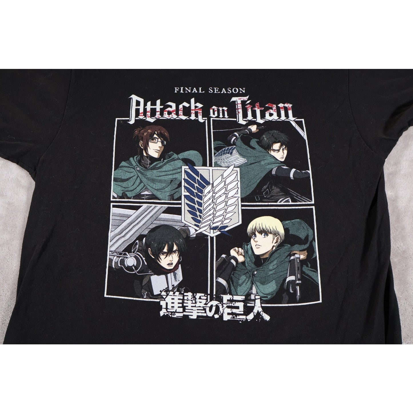 Attack On Titan Shirt Mens Large Black Final Season Anime Manga Tee Funimation