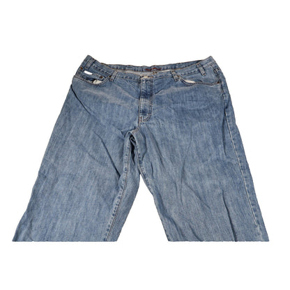 Eddie Bauer Jeans Mens 44x36 Blue Classic Fit Premium Denim Distressed Raw Hem