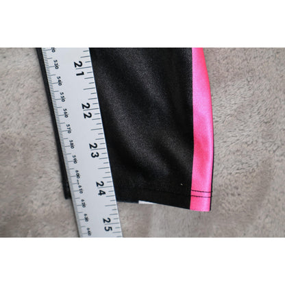 Goldsheep Leggings Womens Medium Black Neon Stripe Made USA Yoga Athletic Pants