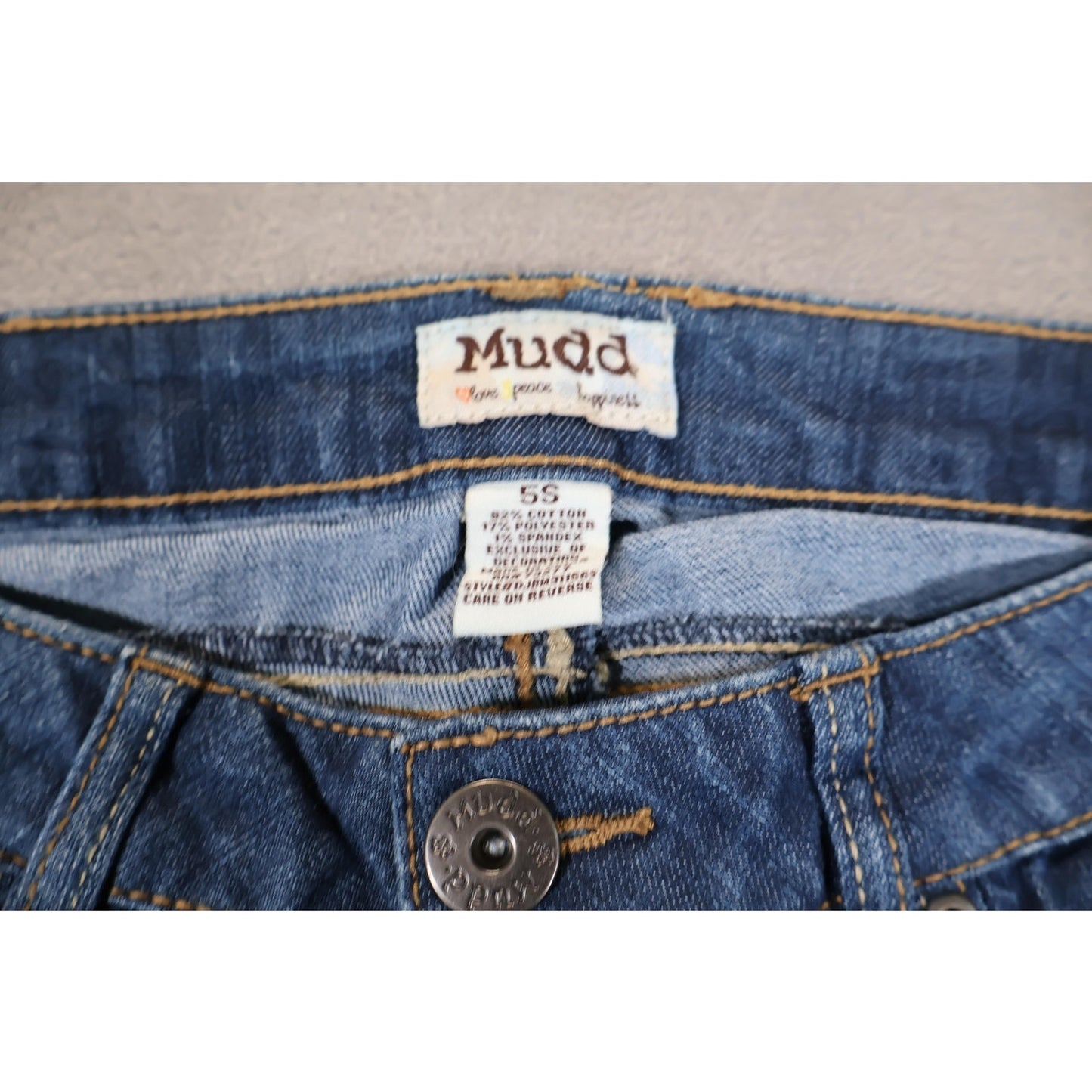Mudd Jeans Womens 5S Blue Mid Rise Straight Leg Denim Pants Embroidered Pockets