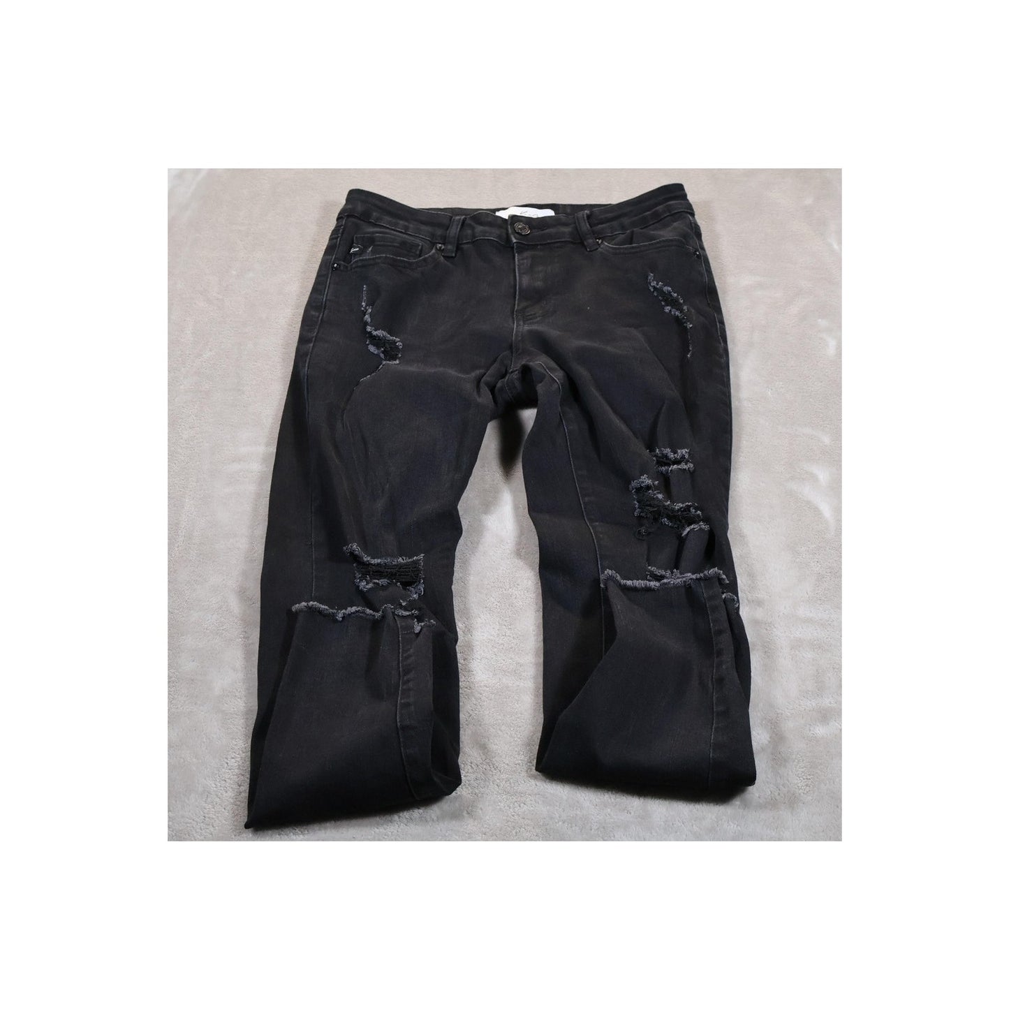 KanCan Jeans Womens 7 27 Black Distressed Ripped Denim Skinny Stretch KC5052BK