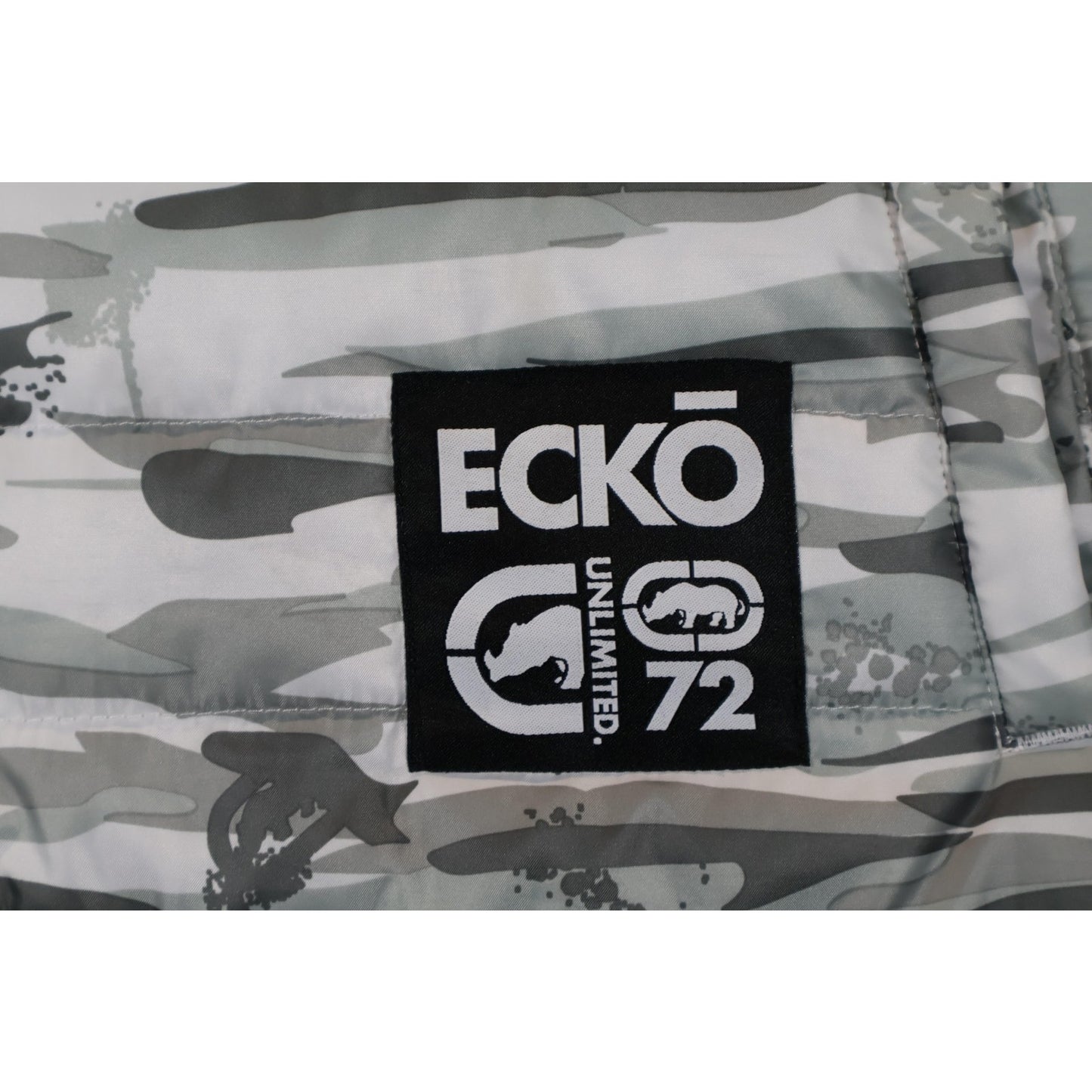 Ecko Unlimited Vest Mens Large Gray Camo Hooded Puffer Sleeveless Jacket Zip
