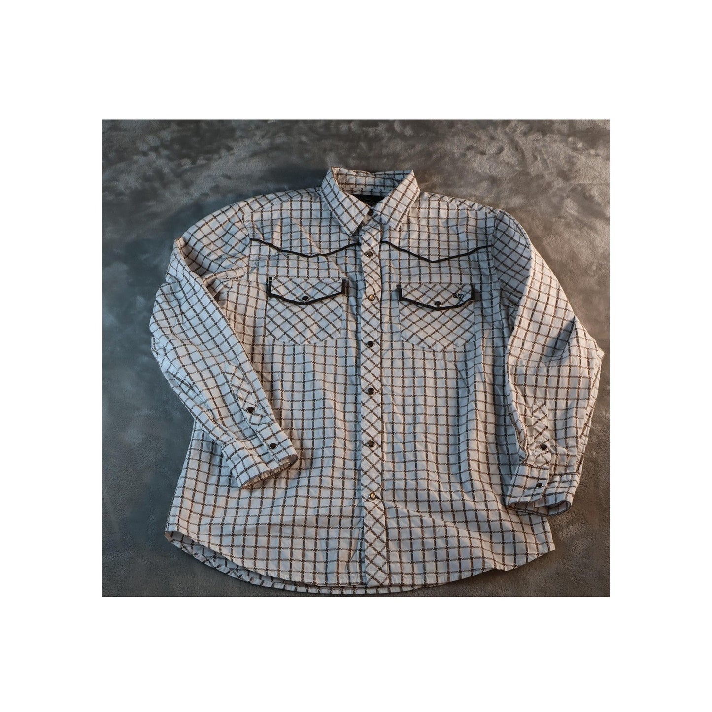 White Diamonds Boots Shirt Mens Medium Brown Western Pearl Snap Rodeo Cowboy M