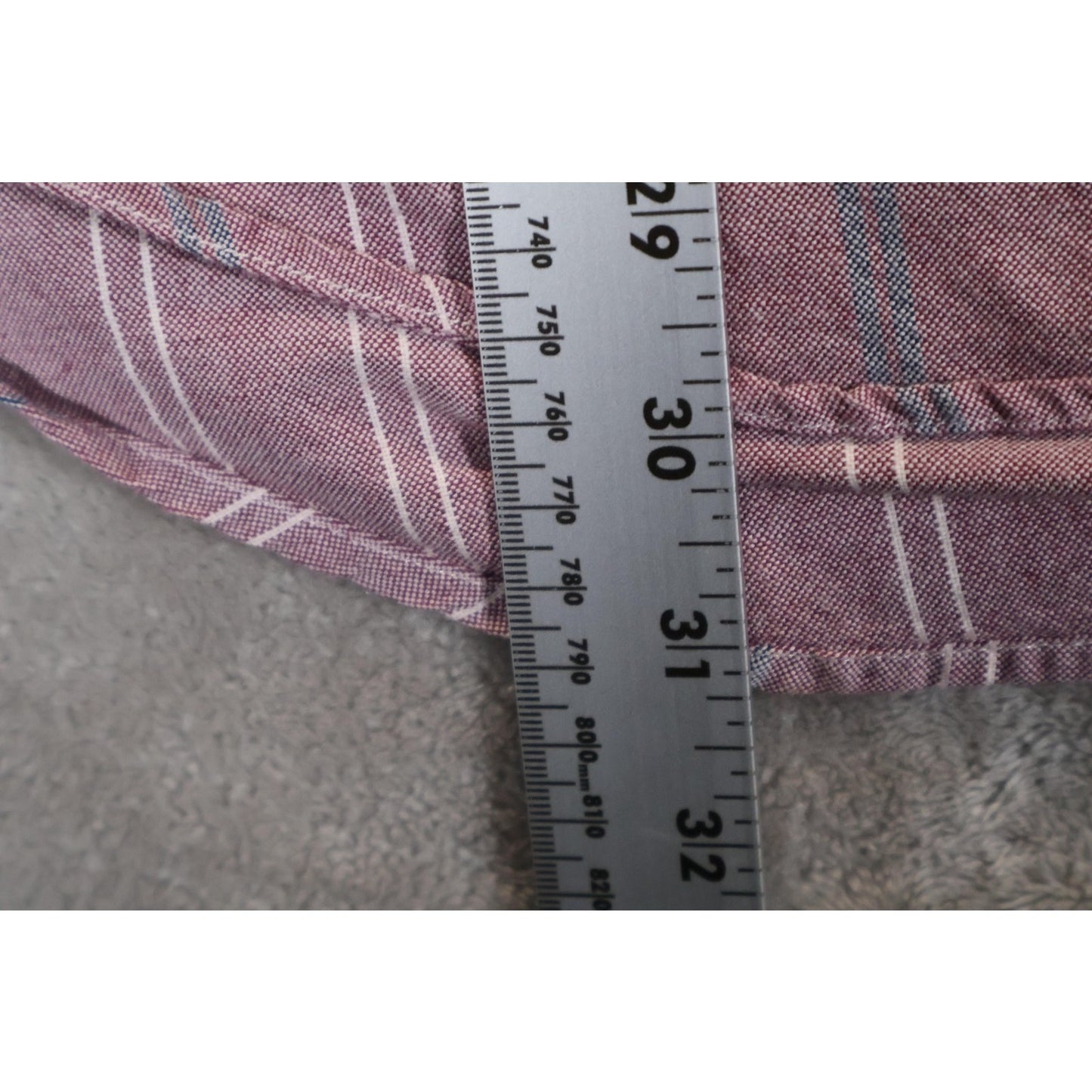 Eddie Bauer Shirt Mens Large Purple Striped Button Down Casual Pocket Outdoors