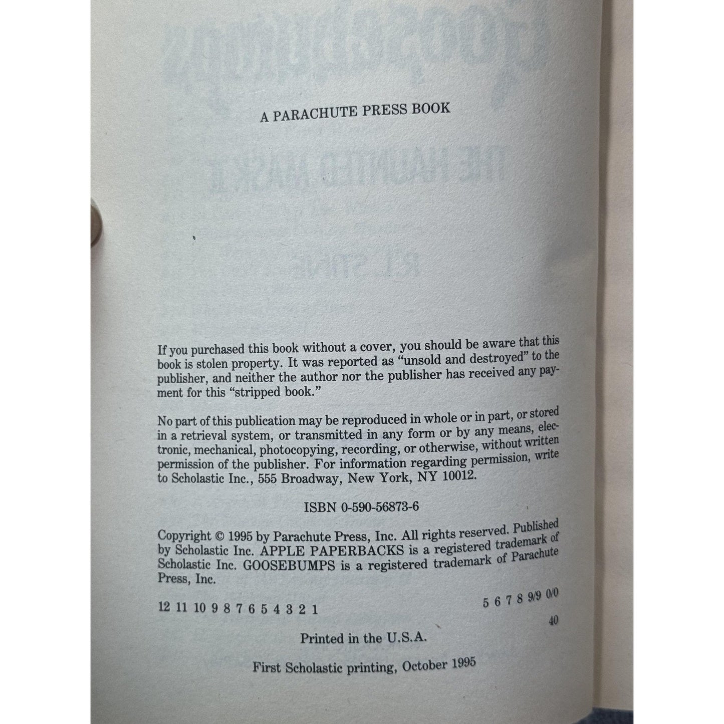 Vintage Goosebumps The Haunted Mask II R.L. Stine 1995 Paperback 1st Print