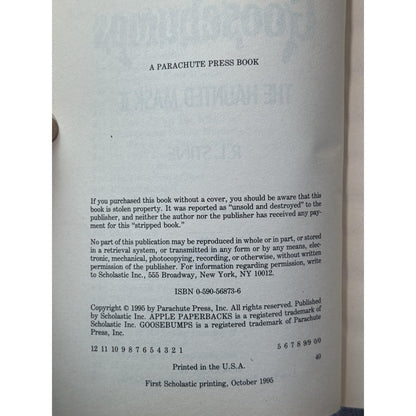 Vintage Goosebumps The Haunted Mask II R.L. Stine 1995 Paperback 1st Print