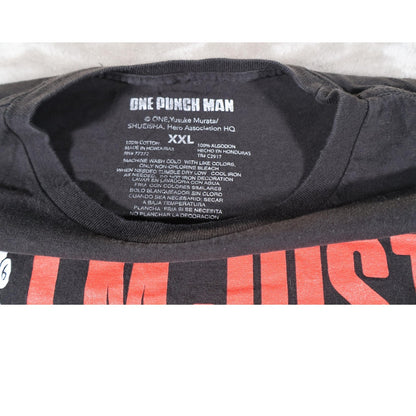 One Punch Man Shirt Mens 2XL Black Anime Graphic Hero Saitama Tee Cartoon Fun