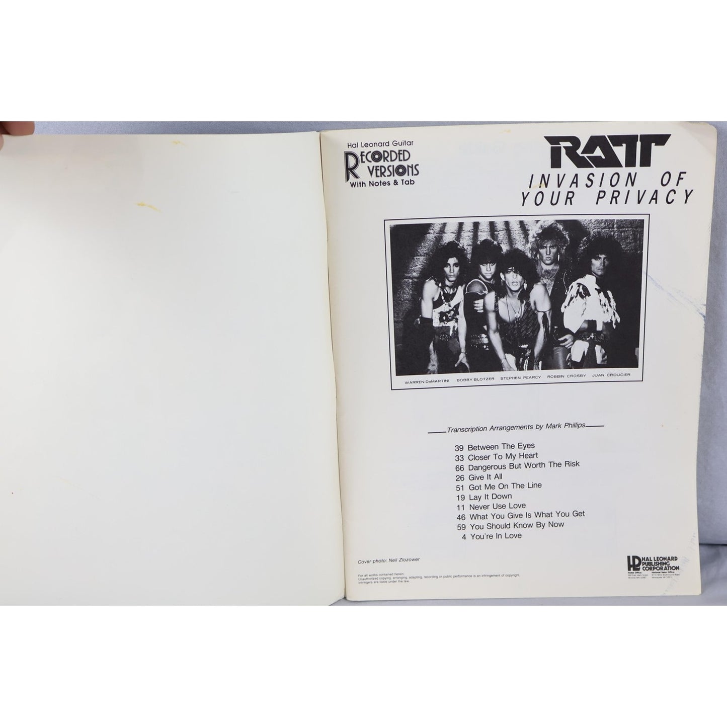 Vintage Ratt Invasion Of Your Privacy Guitar Tab Book Hal Leonard 1980s Songbook
