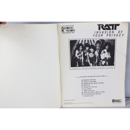 Vintage Ratt Invasion Of Your Privacy Guitar Tab Book Hal Leonard 1980s Songbook