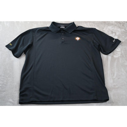 Nike Golf Polo Shirt Mens Large Black Dri-FIT Embroidered Sun Logo Destin 2011